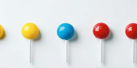 Colorful Lollipops on White Background