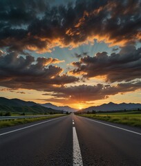 Fototapeta premium sunset over the road