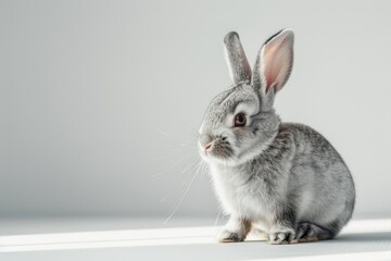 Obraz premium Custom digital wallpaper with a gray bunny on a white background