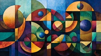 Fototapeta premium Colorful Geometric Shapes and Balls Abstract Art.4k image
