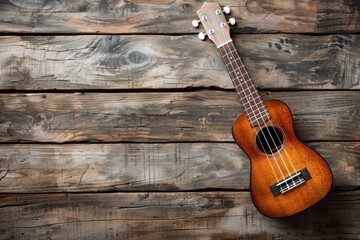 Fototapeta premium Ukulele on wooden surface
