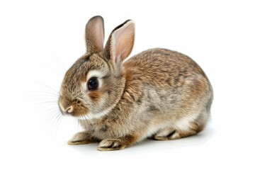 Obraz premium Young rabbit seated on white backdrop