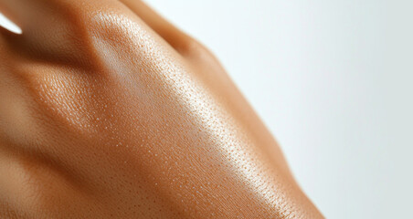 Human hand's skin with pores in high magnification detail. Extreme closeup. 