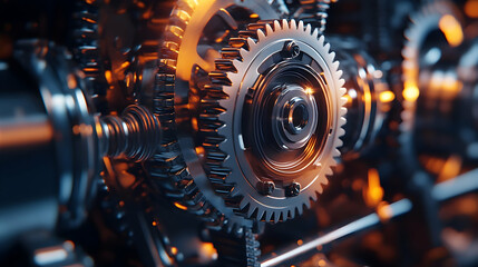 Fototapeta premium Powerful Engine with Gears and Metal Parts.high quality image