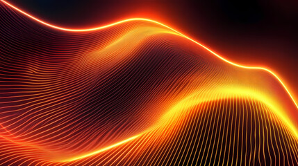 Abstract background with black and orange neon lines. Abstract Neon Geometry. Illustration