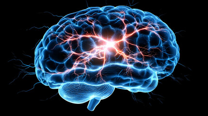 Obraz premium Vibrant Brain Connected to Energetic Vagus Nerve.high quality image