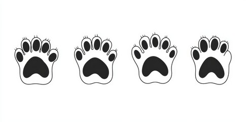 Fototapeta premium A modern doodle illustration featuring a cat breed, showcasing a cat paw and a modern dog paw.