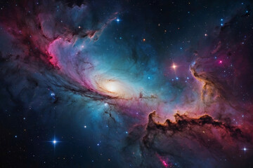 A galaxy with nebula and stars in the space