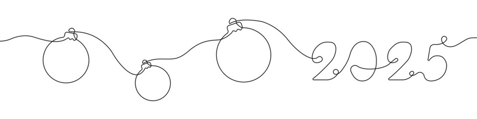 Christmas decorations icon line continuous drawing vector. One line Decorative balls icon vector background. Christmas balls icon. Continuous outline of a Christmas balls.