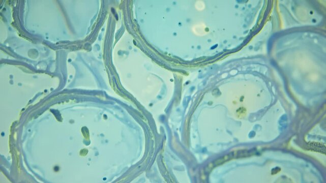 Microscope showing plant cells structure