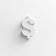 Obraz premium White dollar symbol on a plain gray background representing financial success, economic growth, and wealth in a minimalist design concept