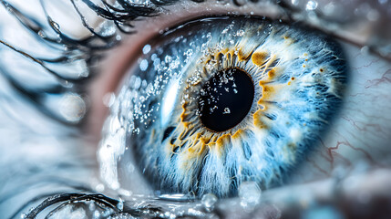 A crystalline aquamarine eye glowing softly under diffused sunlight.