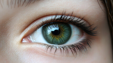 Fototapeta premium A deep green eye with a subtle ring of brown around the pupil.