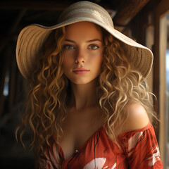 portrait of a woman with a hat