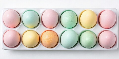 Obraz premium Colorful Easter eggs in pastel shades for festive decorations, greeting cards, and springtime designs perfect for holiday celebrations and seasonal themes