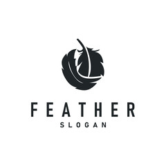 Feather Logo Design Minimalist Vector Template