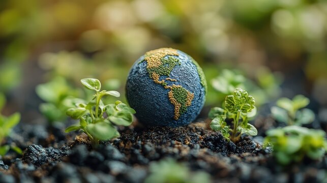 Global green action for environmental protection nature awareness campaign outdoor close-up sustainability concept