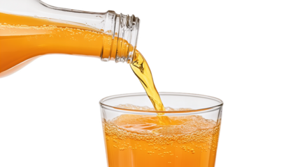 orange juice pouring into glass isolated