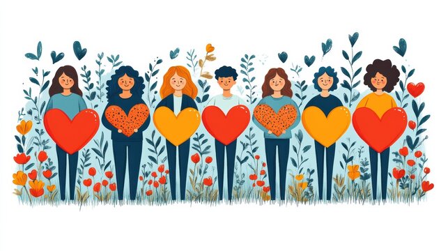 National volunteer week event volunteers unite to promote community love in a vibrant outdoor setting - Powered by Adobe