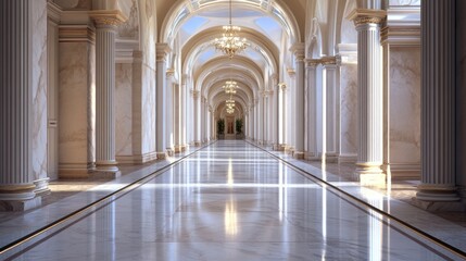Grand Palace Hallway: A Luxurious Marble Corridor