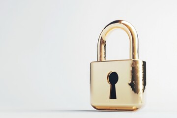 Cybersecurity Visualization, a digital screen displays a prominent padlock symbolizing internet security, set against a minimalist, clean backdrop emphasizing safety and protection.