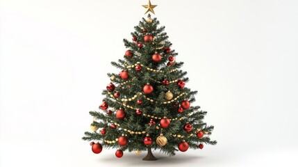 Fototapeta premium christmas tree and decorations isolated on white