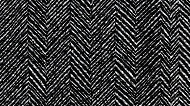 A seamless black-and-white herringbone pattern on a modern fabric texture.