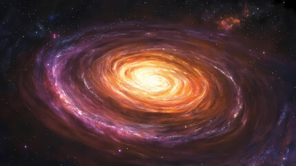 Obraz premium Detailed image of a spiral galaxy vortex with swirling stars and colorful nebulae. Cosmic Spiral Nebula. Illustration