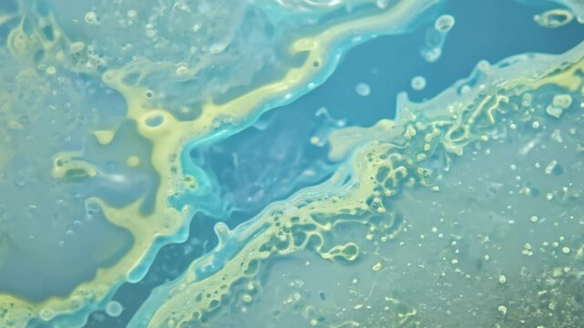 Microscopic view showing cells dividing and moving