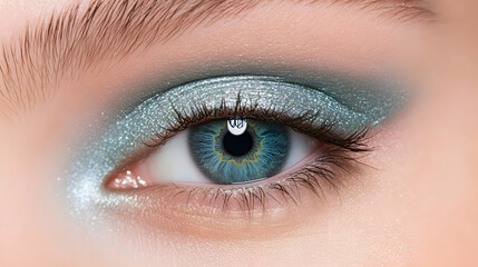 Obraz premium A soft teal eye with a gradient of blue and green hues blending together.