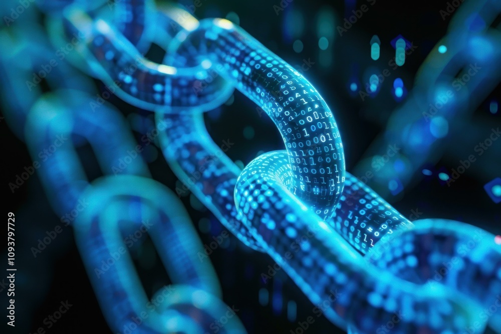 Poster digital chain is forming, representing the secure and interconnected nature of blockchain technology