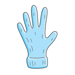 Blue warm knitted glove isolated