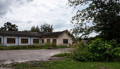 Abandones tropical resort theme park in a jungle forest creepy scary malaysia