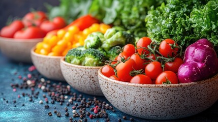 Vibrant vegetarian meals celebration home kitchen food photography colorful environment close-up viewpoint healthy living