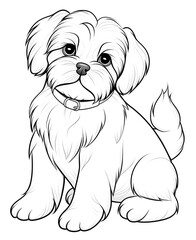 Adorable Shih Tzu Puppy Coloring Page for Kids