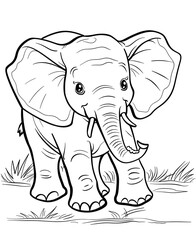 Fototapeta premium Adorable Elephant Coloring Page for Kids and Children