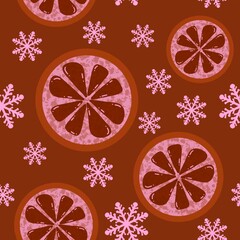 Christmas lemon seamless winter fruit pattern for wrapping paper and fabric