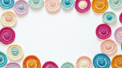 Crafting a crochet design with circular patterns home studio visual art cozy environment top-down view creative inspiration