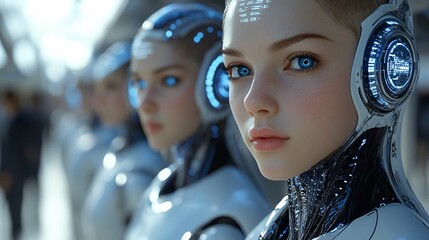 A group of human women in the distant future, 