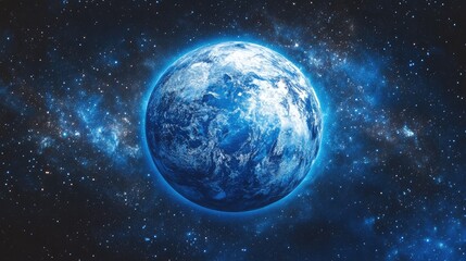 Fototapeta premium Beautiful Earth Viewed from Space Surrounded by Vibrant Stars and Galaxies, Symbolizing the Vastness of the Universe and Our Planet's Unique Perspective