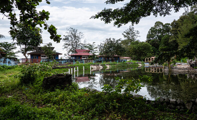 Abandones tropical resort theme park in a jungle forest creepy scary malaysia