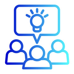 Team insight icon line outline thin stroke set, people leadership lightbulb simple pictogram graphic illustration, idea of expert community group