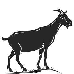 Minimalist Set of Goat Silhouettes on a Solid White Background