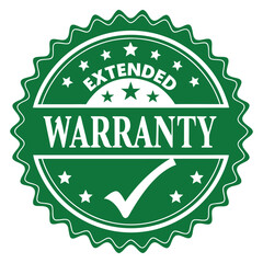Green Circular Seal with Extended Warranty Emblem and White Checkmark Icon