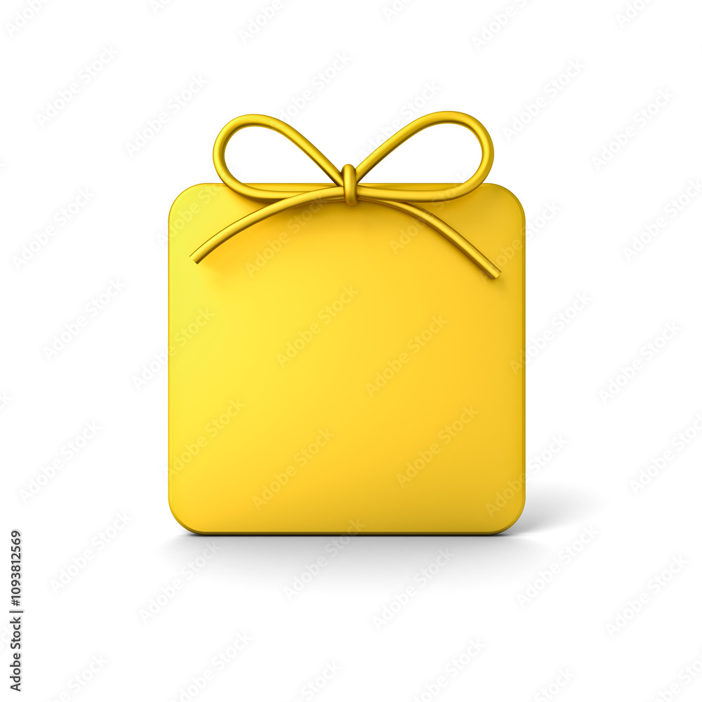 Fototapete Blank 3d gold rounded square gift box display mockup sign frame stand or present showcase frame border isolated on white background with shadow minimal creative idea concepts 3D rendering