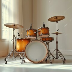 Drums on light background. AI generate illustration