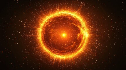 Fototapeta premium Fiery Abstract Representation of a Sun with Radiating Energy and Dynamic Effects, Creating a Powerful Celestial Visualization for Creative Projects