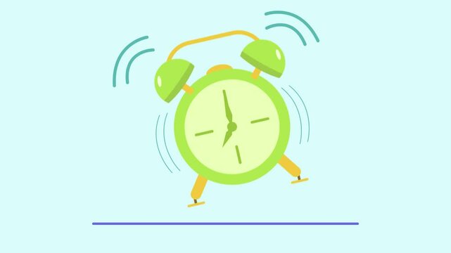 Animated video clock and alarm concept. Full length animation illustration. High quality 4k footage.
