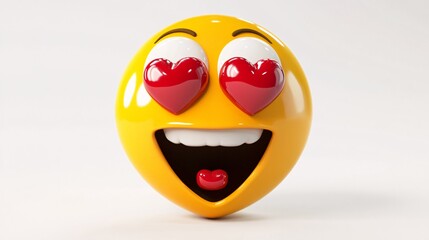 3D Smiling Heart-Eyes Emoji Expression of Love