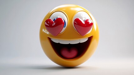 3D Smiling Heart-Eyes Emoji Expression of Love